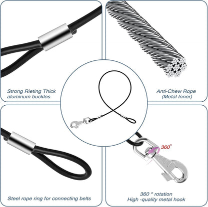 2 Pack Chew Proof Leash Extension Heavy Duty Dog Leash Extender Chew Proof Dog Leashes Non-Tangle Connect Leashes for Any Collar Harness, Black4