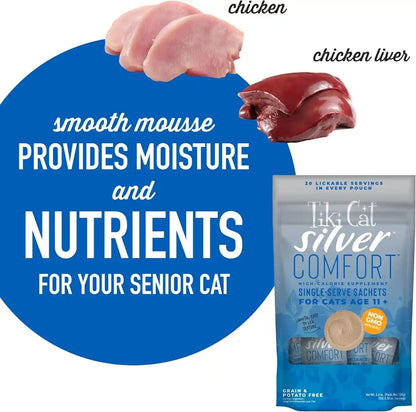 Tiki Cat® Silverâ„¢ Comfort Chicken & Chicken Liver Recipe 5.6 Oz. (20/.28Oz) (20 Sachets)4
