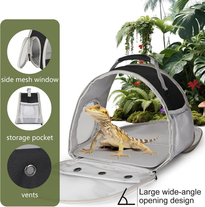 Bearded Dragon Travel Carrier,Lizards Carrier, Small Animal Travel Carrier for Sugar Glider Hedgehog Rat Parrot Bird Guinea Pig, Portable Guinea Pig Travel Bag for 24
