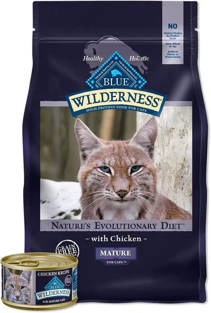 Blue Buffalo Wilderness with Chicken Natural High-Protein Grain-Free Dry Food for Adult Cats 7+, Real Chicken First, Antioxidant-Rich Lifesource Bits Support Immunity in Senior Cats, 5 Lbs.14