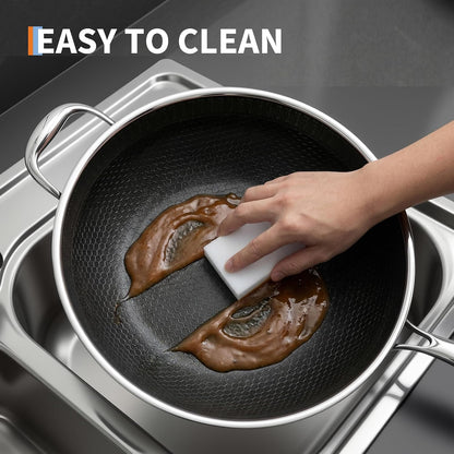 12 Inch Wok Pan,Pfoa Free Cookware,Non Stick Stainless Steel Woks & Stir-Fry Pans Nonstick, Dishwasher and Oven Safe, Works on Induction6