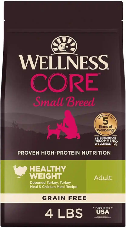 Wellness CORE Small Breed Adult Dry Dog Food, Grain Free Kibble, Natural, High Protein, Turkey and Chicken Recipe, 4 Lb Bag12
