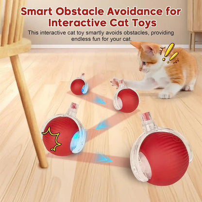 Interactive Dog & Cat Electric Active Toys, Smart Rolling Ball for Dogs & Cats, 360° Smart Automatic Rolling Pet Ball, Fast Moving Toy for Bored Indoor Kitty, Rechargeable(Red)3