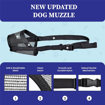 Dog Muzzle for Large Dogs - Air Mesh Muzzle for Large Sized Dog | Adjustable No Bark Dogs Muzzles for Scavenging Licking & Chewing | Prevent Biting | L 7.9'' - 9.4''4