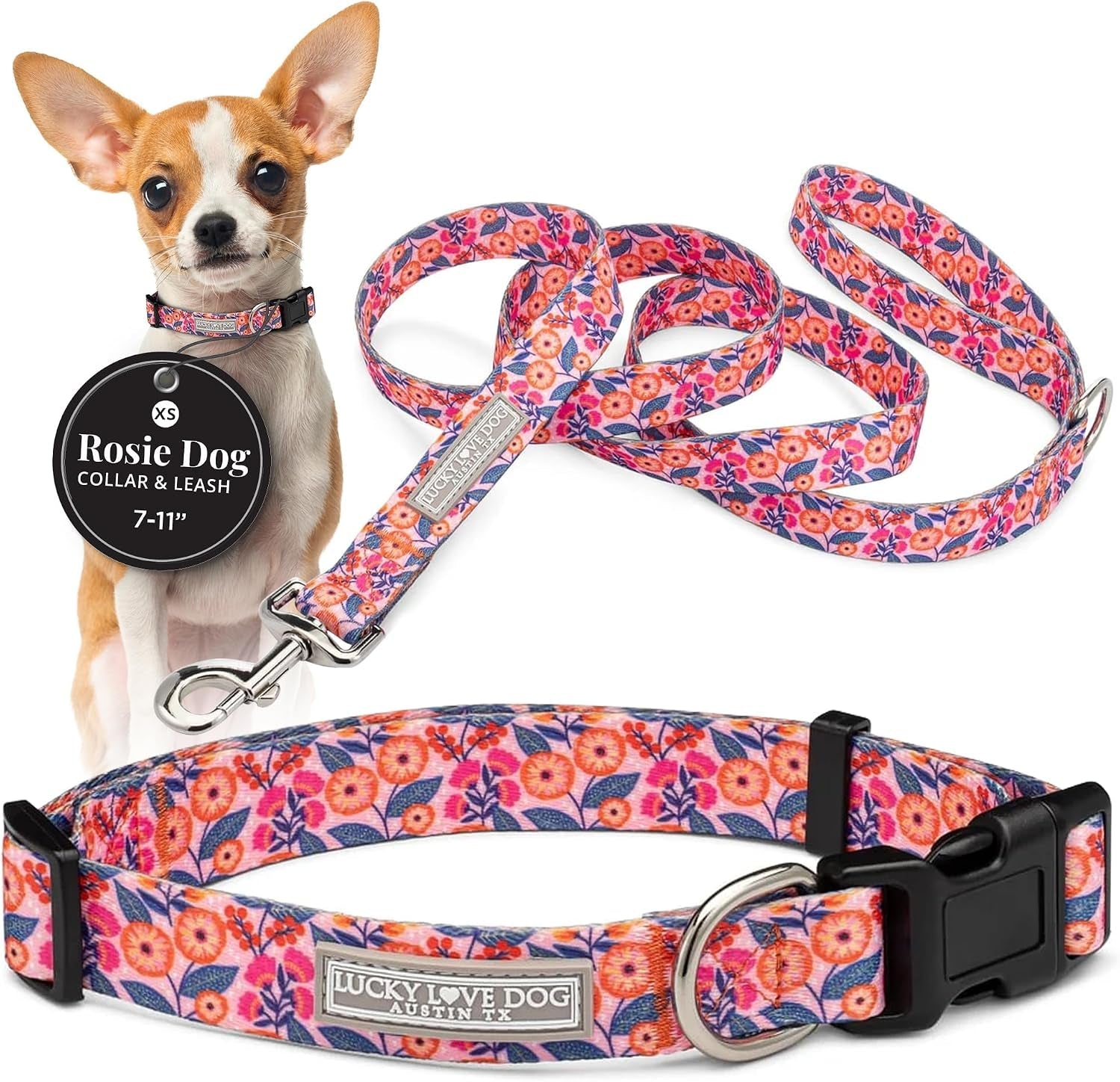 lucky-love-dog-easy-click-buckle-dog-collar-with-leash-set-combo-durable-comfortable-for-male-female-dogs-pet-collar-for-medium-dogs-secure-fit-blackbird-combo-medium