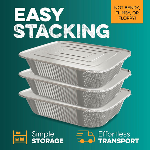 Aluminum Pans with Lids 9X13 [10 Sets] Aluminum Foil Pans Trays with Lids - Half Size Tin Foil Disposable Pans for Baking, Roasting, Cake Serving Dishes, Catering Supplies, Steam Table Chafing5