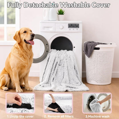 79"X44"X12.5" Human Dog Bed for Adult Faux Fur Washable Human Dog Bed Portable Handle, Egg Orthopedic Foam Human Bed Extra Large Grey7