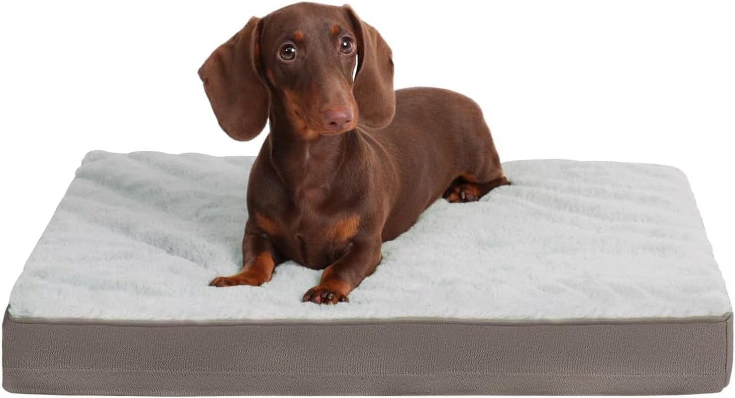 ksiia-orthopedic-dog-bed-for-large-dogs-with-waterproof-lining-grey-35x22-deluxe-soft-plush-dog-crate-bed-washable-pet-mat-with-removable-cover-egg-crate-foam-for-large-dogs-sleeping-relaxing