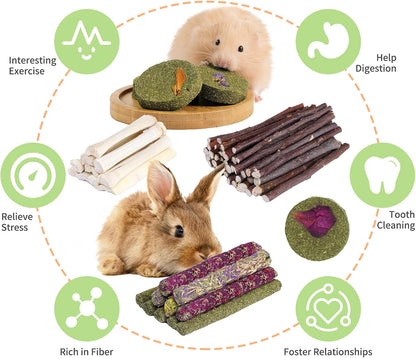 50-60 Pcs Rabbit Chew Toys, Guinea Pig, Hamster, Bunny Chew Toys, Sweet Bamboo, Apple Stick, Timothy Stick, Prevent Teeth Overgrowth, Clean Teeth2