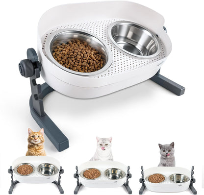 All for Paws Height Adjustable Cat Elevated Bowls Stainless Steel Dog Food Water Bowls, Height Adjustable Cat Feeder Mess Proof Pet Feeding Bowls for Small to Large Size Cats1