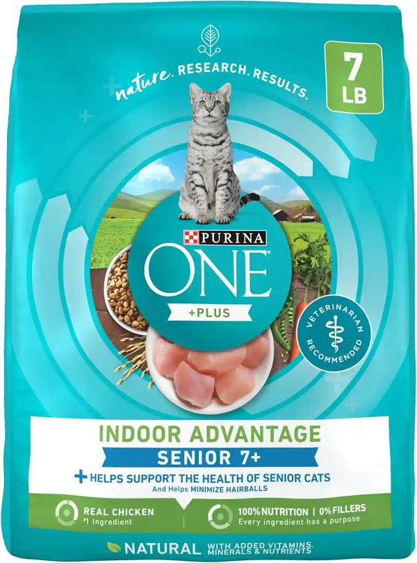 Purina ONE High Protein, Natural Senior Dry Cat Food, Indoor Advantage Senior+ - 3.5 Lb. Bag11
