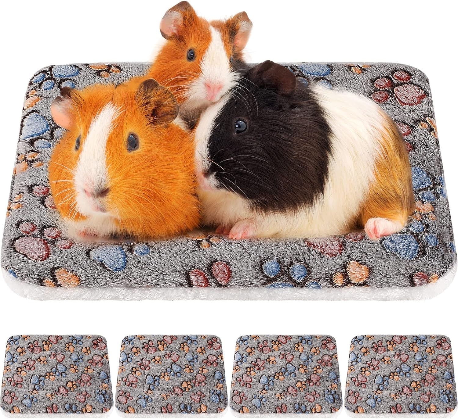 tuanse-4-pack-ultra-soft-dog-cat-bed-mat-small-animal-guinea-pig-bed-with-cute-print-reversible-fleece-dog-crate-kennel-pad-cozy-washable-thickened-hamster-pet-beds-mat13-x-19-inches-light-gray