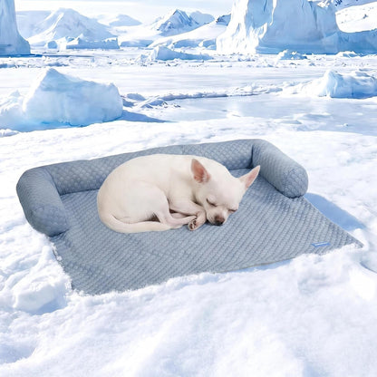 Spark Paws Cooling Couch Cover Dog Bed, Furniture Protector Mat, Non-Toxic Washable Pet Cooling Pad for Large & Small Dog - Hearts Blue - Size M19