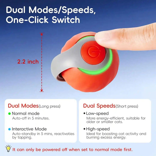 Potaroma Moving Ball Cat Toys with Feather Tail, Rechargeable | 2026 New Interactive Toy for Indoor Cats Exercise, Smart Interactive Kitten Rolling Ball, Orange3