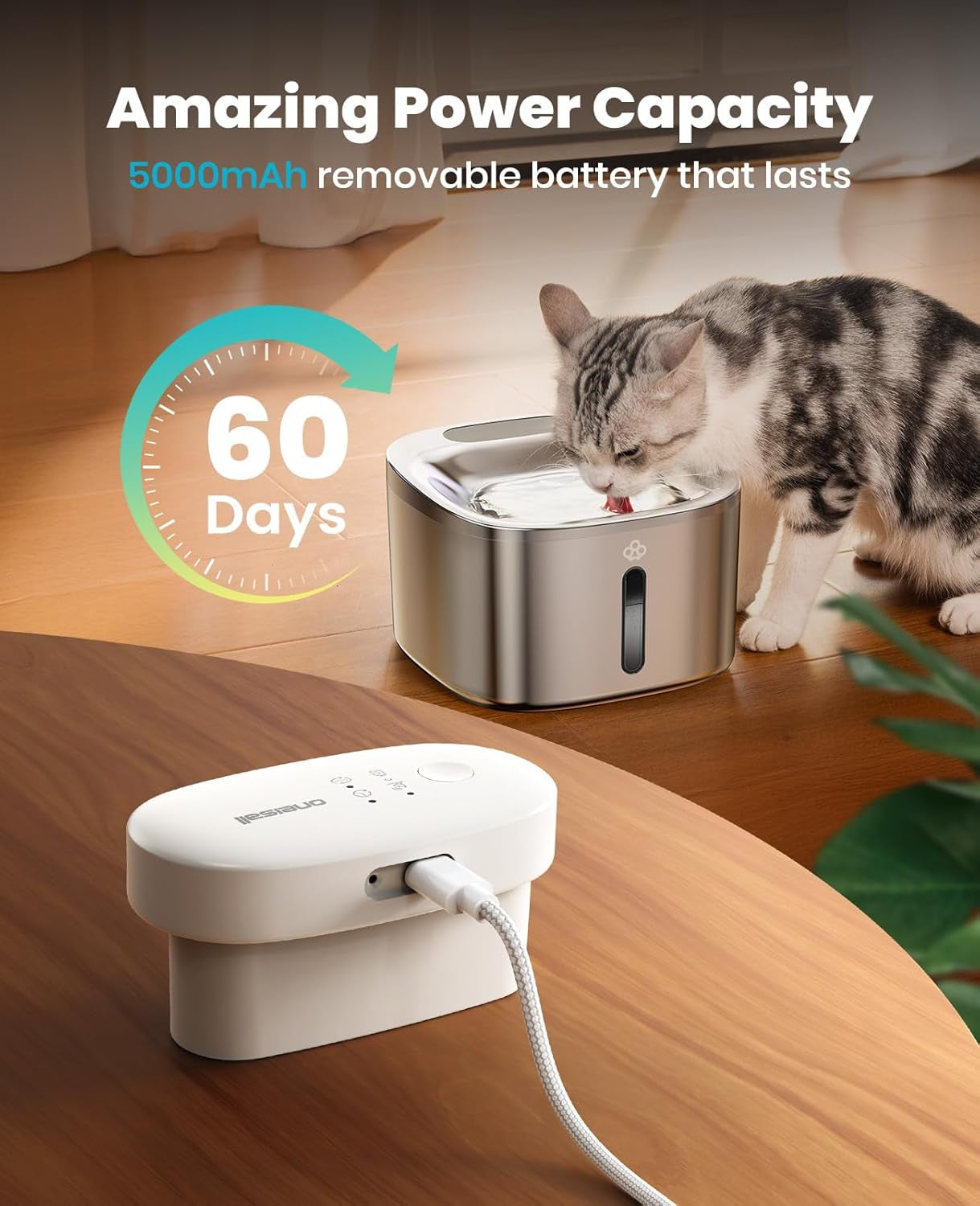 oneisall-wireless-cat-water-fountain-3-5l-118oz-battery-operated-pet-drinking-fountain-stainless-steel-running-water-dispenser-fountains-for-cats-cordless-rechargeable-with-motion-sensorhale-3-5l