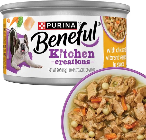 Purina Beneful Kitchen Creations with Beef, Chicken, or Lamb Wet Dog Food Variety Pack - (Pack of 30) 3 Oz. Cans15