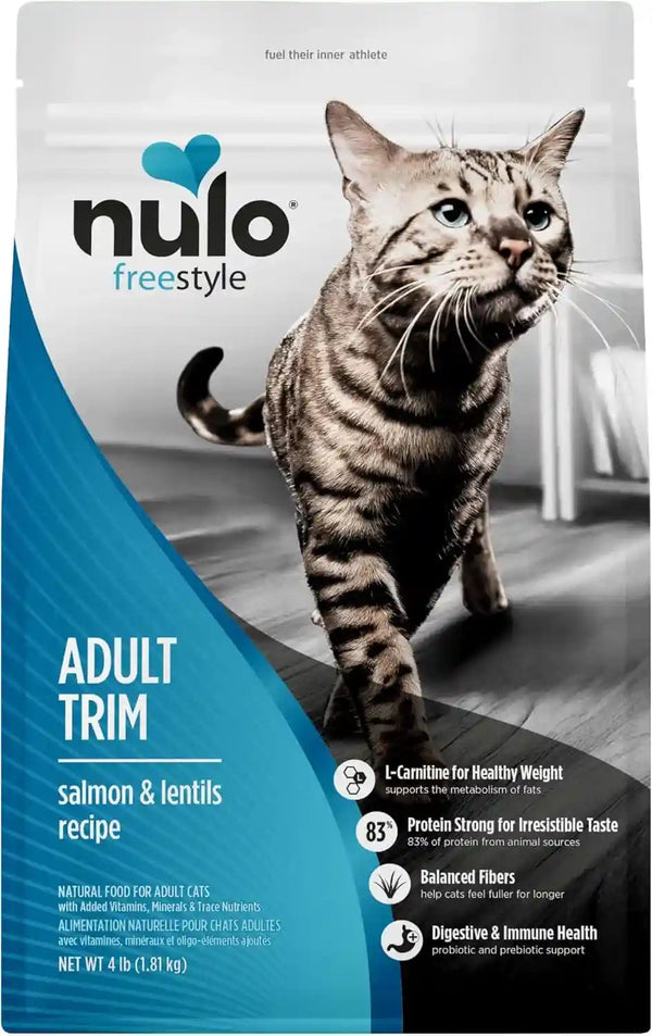 Nulo Freestyle Adult Trim Dry Cat Food - Salmon & Lentils, High Protein, Grain Free, Weight Management Kibble with Probiotics & L-Carnitine, 4Lb Bag1