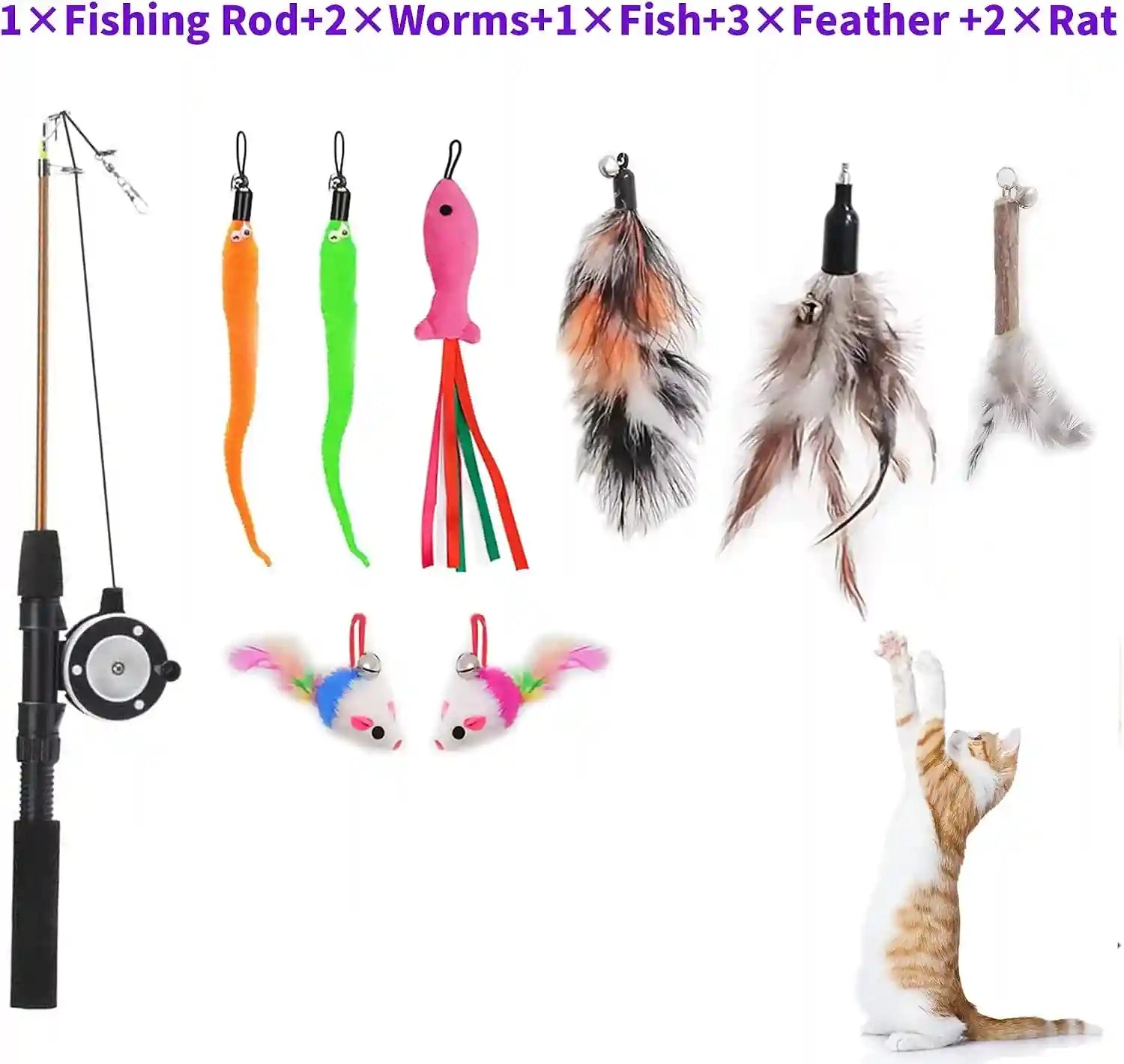 retractable-cat-teaser-wand-toy-cat-toys-for-indoor-outdoor-cats-interactive-fishing-rod-with-8-pcs-refills-feather-toy-plush-mouse-caterpillar-fish