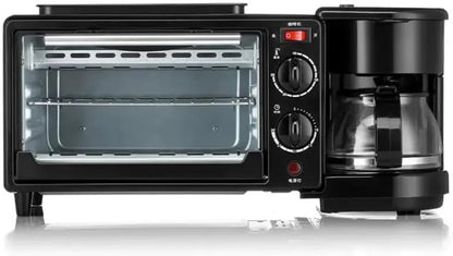 3-In-1 Breakfast Station with Coffee Maker, Automatic Timed 2.38 Gallon Antirust Bread Oven, Frying Pan, Multifunctional Sandwich Maker, Healthy Snacks or Desserts, Breakfast Station1