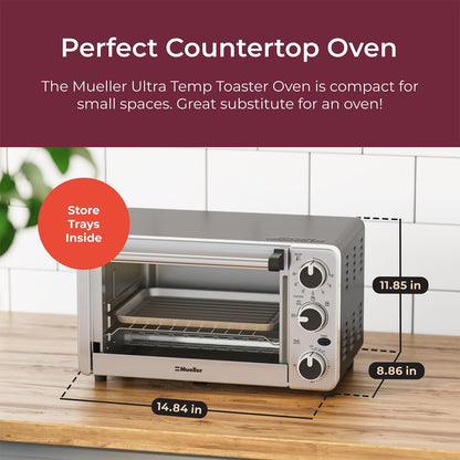 Toaster Oven with 30 Minute Timer - Toast - Bake - Broiler Settings, Stainless Steel, Natural Convection, Fits 9 Inch Pizza, 4 Slice Toaster, 1100 W5