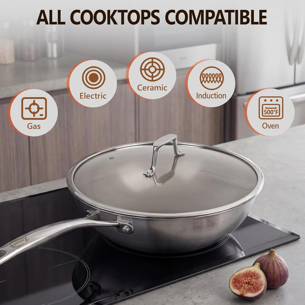 Titanium Wok Pan with Lid – 12" Non-Toxic Pfas-Free Woks & Stir-Fry Pans, Tri-Ply Titanium & Stainless Steel, Induction & Dishwasher Safe9