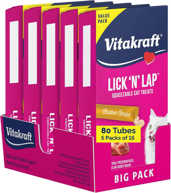 Vitakraft Lick 'N' Lap Real Salmon Squeezeable Liquid Cat Treats, Lickable, Salmon Broth #1 Ingredient, No Artificial Colors, Preservatives or Added Sugar, for Hydration, 0.52 Oz. Tubes, 16 Count18