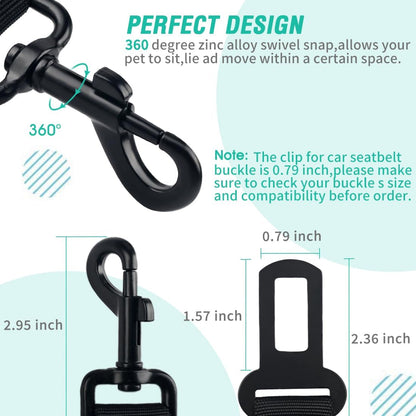 COOYOO Dog Seat Belt, Durability Retractable Dog Car Harness Adjustable Dog Seat Belt for Vehicle Nylon Pet Safety Seat Belts Heavy Duty & Elastic (1 Pack Black)5