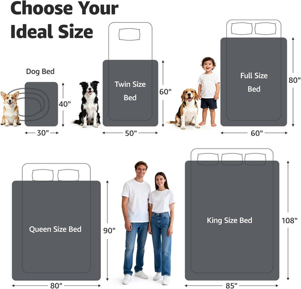 LOOBANI Waterproof Blanket for Bed, Soft Flannel Twin Bed Blanket 60" X 80" | Dog Pet Blankets for Large Dogs, Reversible Spill-Proof Throw for Couch Cover, Movie Time, Camping, Travel, Noise Free, Grey7