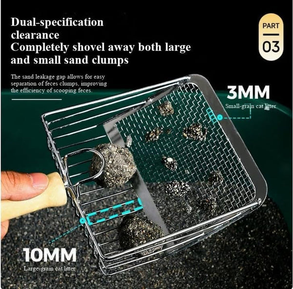 Metal Cat Litter Scoop, Stainless Steel, Large Size, Fine-Hole, Shovel for Scooping Feces (Holy Light Silver, Length 10.83 Inches, Width 5.31 Inches)6