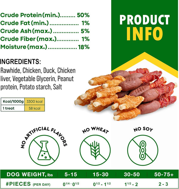 Beloved Pets Dog Treats & Rawhide Bones Wrapped Chicken and Duck - Pet Chews Sticks for Large, Medium & Small Breeds - Long Lasting Chewers Snacks – Puppy Treats6