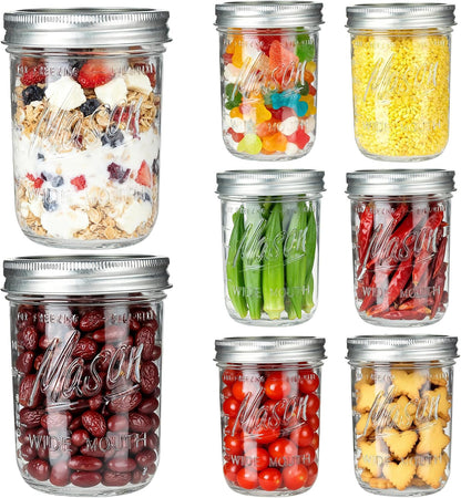 Wide Mouth Mason Jars 16 Oz with Lids 8 Pack, Canning Jars with Metal Airtight Lids and Bands, 16 Oz Glass Jars for Fermenting, Meal Prep, Freezing1