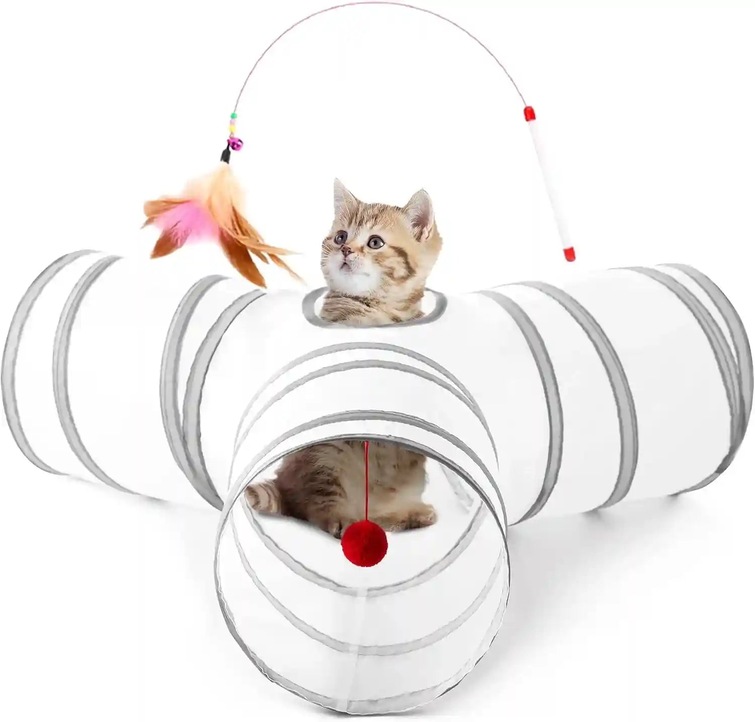 tempcore-pet-cat-tunnel-tube-toys-3-way-collapsible-tunnels-for-indoor-cats-interactive-tube-with-teaser-wand-peek-holes-hanging-ball-black-blue