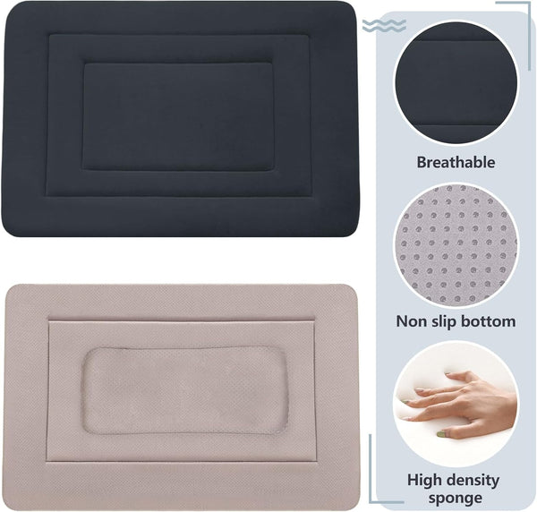 Dog Bed Soft Dog Crate Bed Pad Mat, 42 in Non Slip Bottom Washable Beds for Large Dogs, Pet Bed Mattress Kennel Pad, Dark Blue Gray2