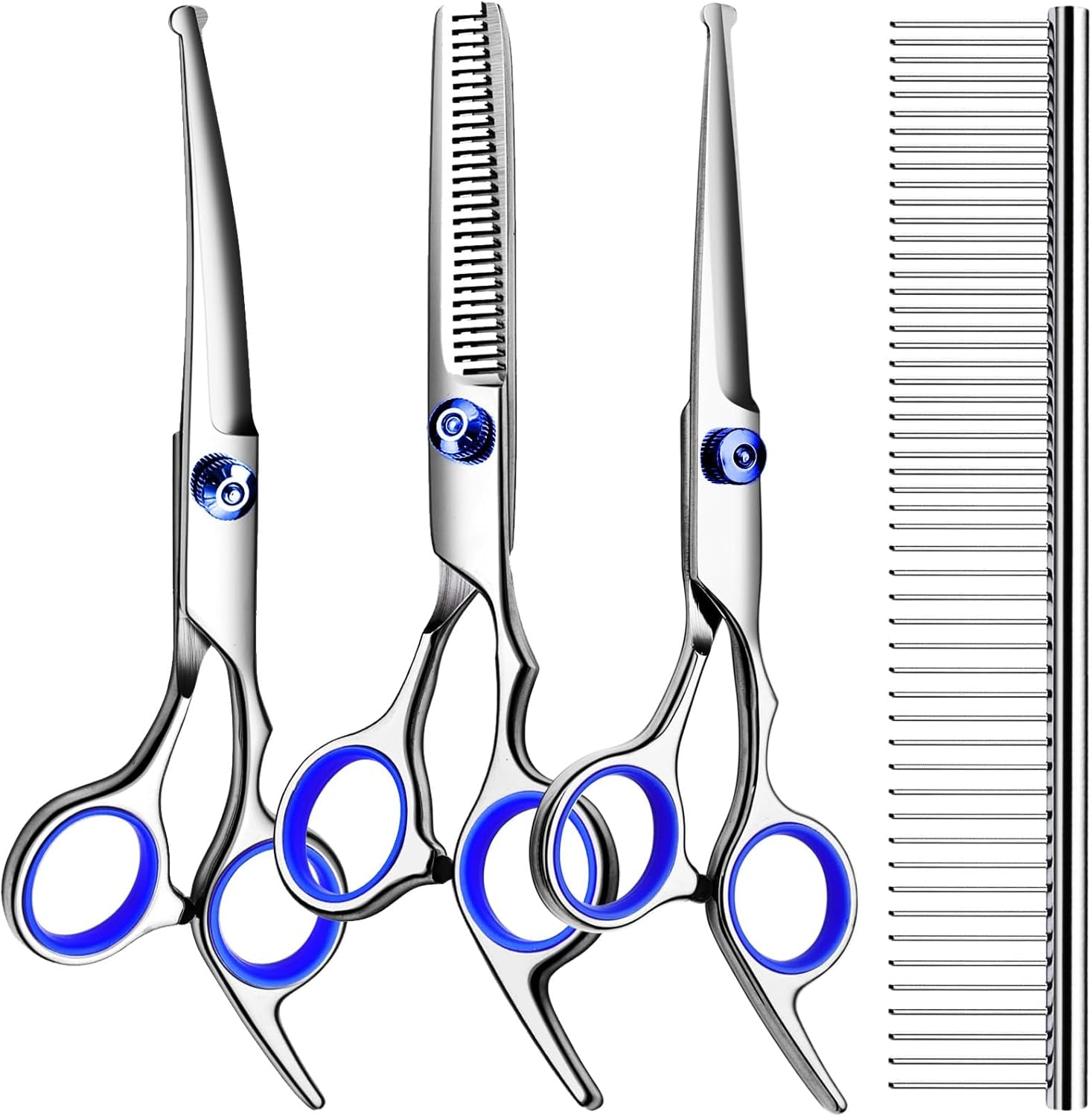 tinmarda-dog-grooming-kit-professional-stainless-steel-dog-grooming-scissors-with-curved-shears-pink-finger-rings-4-piece-sharp-durable-pet-shears-for-dogs-cats-at-home-salon-quality-grooming