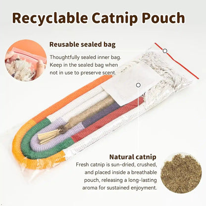 Interactive Cat Toys for Indoor Cats, 3 Chew Ropes 1 Silvervine Stick | with Gall Fruit, Refillable Catnip, Interactive Kitten Toys & Teething Toys, Safe Teeth Cleaning for All Breeds (19.5 Inches)7