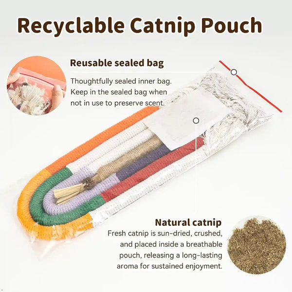 Interactive Cat Toys for Indoor Cats, 3 Chew Ropes 1 Silvervine Stick | with Gall Fruit, Refillable Catnip, Interactive Kitten Toys & Teething Toys, Safe Teeth Cleaning for All Breeds (19.5 Inches)7