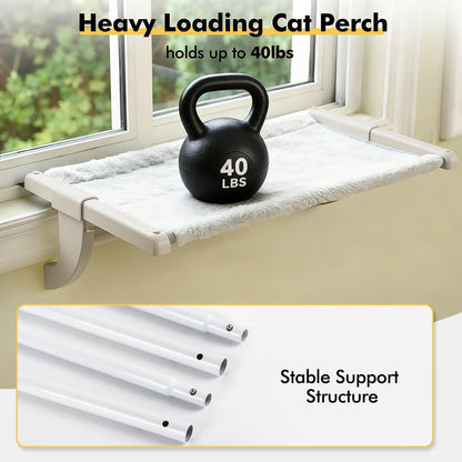 Zoratoo Windowsill Cat Perch, One-Step Sliding Adjustment Cat Hammock, XL | 26.8''X11.8'', Stable Metal Structure, Machine Washable, Two Fabrics Cover, No Suction Cups Pet Bed for Windowsill & Bedside5