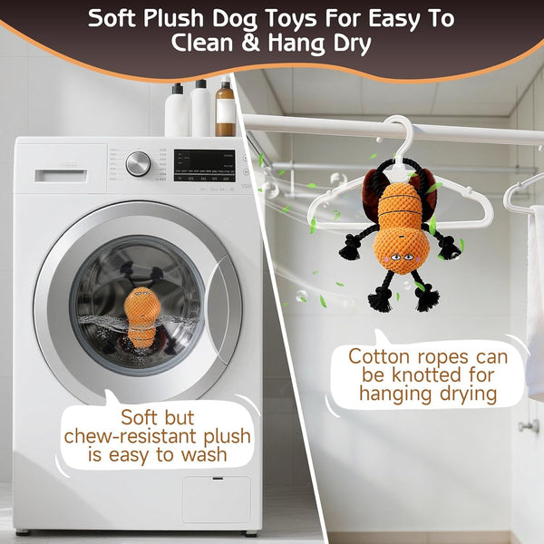 Yipetor Cockroach Squeaky Dog Toy, Puppy Rope Chew Toy for Medium Dogs | anti Boredom, Tug of War, Machine Washable, Teeth Cleaning, Crinkle Paper, Plush Toy, Separation Anxiety5