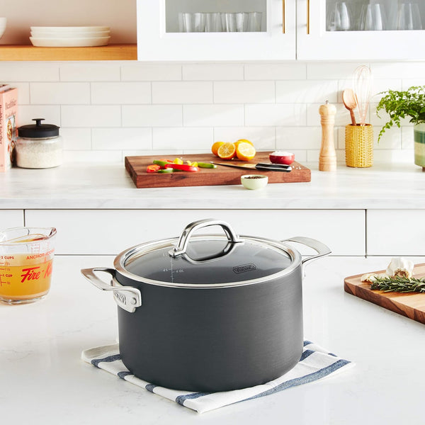 Viking Dutch Oven Non Stick, 6 Quart Hard Anodized Nonstick Cookware Pot with Glass Lid, Dishwasher and Oven Safe, Induction Ready, Gray8