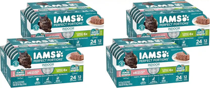 IAMS Perfect Portions Pate Wet Cat Food, Salmon & Turkey, 12 Count, 2-Pack | Grain-Free, Antioxidant Vitamin E for Immunity, Prebiotic Fiber for Digestion, Snap-Peel-Serve 2.6 Oz. Twin-Pack Trays12