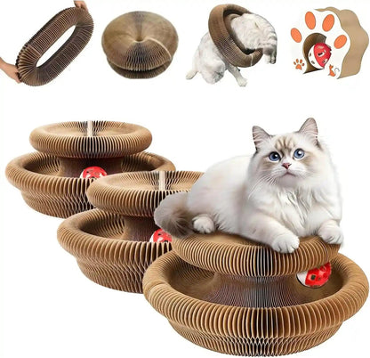 Kitty Curls Cat Toy,Foldable Magic Organ Cat Toy,Magic Organ Cat Scratcher Board,Foldable Recyclable Cat Accordion Toy for Indoor Cat Playing,Interactive Scratch Pad with Toy Ball10