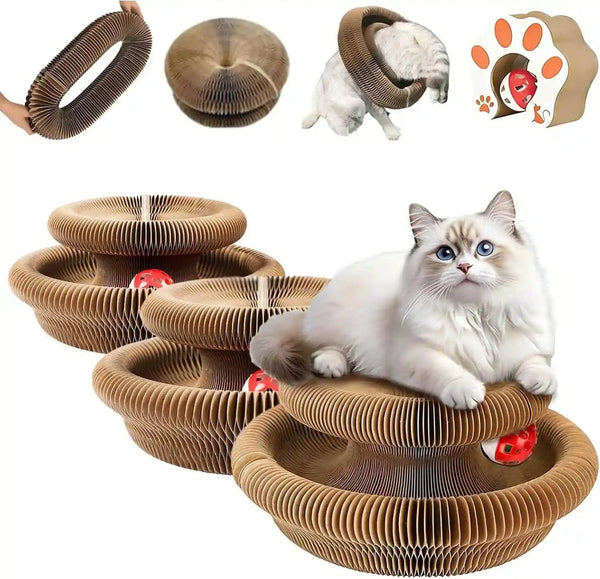 Kitty Curls Cat Toy,Foldable Magic Organ Cat Toy,Magic Organ Cat Scratcher Board,Foldable Recyclable Cat Accordion Toy for Indoor Cat Playing,Interactive Scratch Pad with Toy Ball10