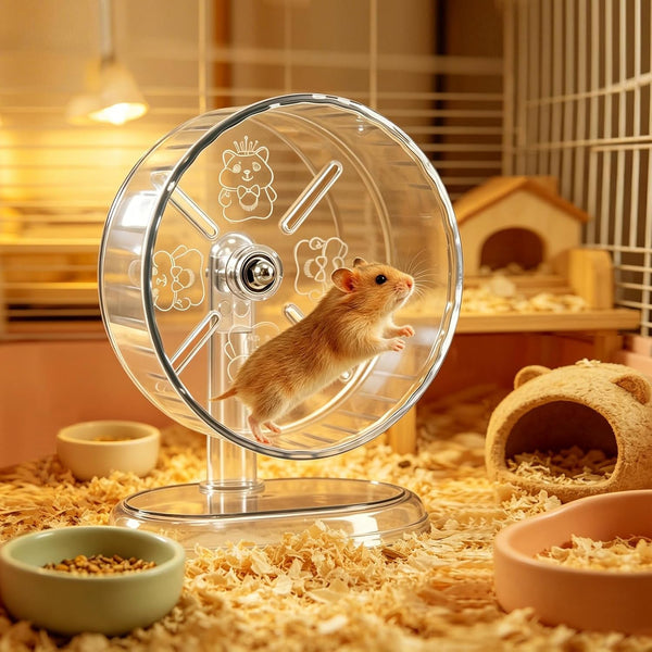 Hamster Exercise Wheel,Super-Silent Small Animals Exercise Wheels,Quiet Hamster Running Wheels with Adjustable Stand for Hamsters,Gerbils,Rats,Other Small Pets(Transparent, 7 Inch)2