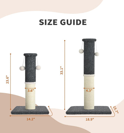 Made4Pets Tall Cat Scratching Post with Sisal & Carpet for Indoor Cats, 33" | Cat Scratcher with Wide Stable Base, Interactive Hanging Toys, Ideal for Adult Cats, Large Breeds and Full-Body Stretching9