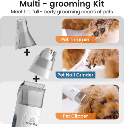 Oneisall Dog Grooming Vacuum, Pet Grooming Vacuum with Clipper Nail Grinder, 1.5L Dust Cup Dog Deshedding Brush with 7 Tools for Shedding Pet Hair, Home Cleaning(Blue)5