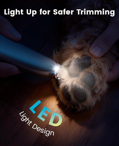 Oneisall Dog Paw Trimmer with LED Light & Skin-Friendly Curved Blade | Low Noise Paw Clippers, 2-Speed 6500 RPM for Dogs & Cats, Cordless, between Toes & Sensitive Areas5