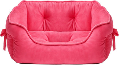Cute Princess Dog Bed Pink Puppy Bed for Small Dogs Breathable Cat Couch Bowknot Pet Cushion Comfortable Kitten Nest Girl Doggy Sofa, Waterproof Bottom (Pink)10