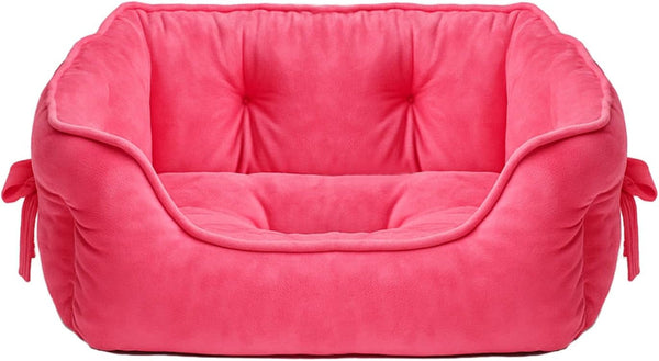 Cute Princess Dog Bed Pink Puppy Bed for Small Dogs Breathable Cat Couch Bowknot Pet Cushion Comfortable Kitten Nest Girl Doggy Sofa, Waterproof Bottom (Pink)10