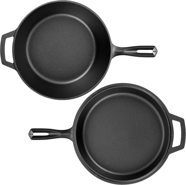 Pre-Seasoned Cast Iron Double Dutch Oven Pot with Skillet Lid, for Bread Baking, Outdoor, Campfire Cooking, 3 Quart5