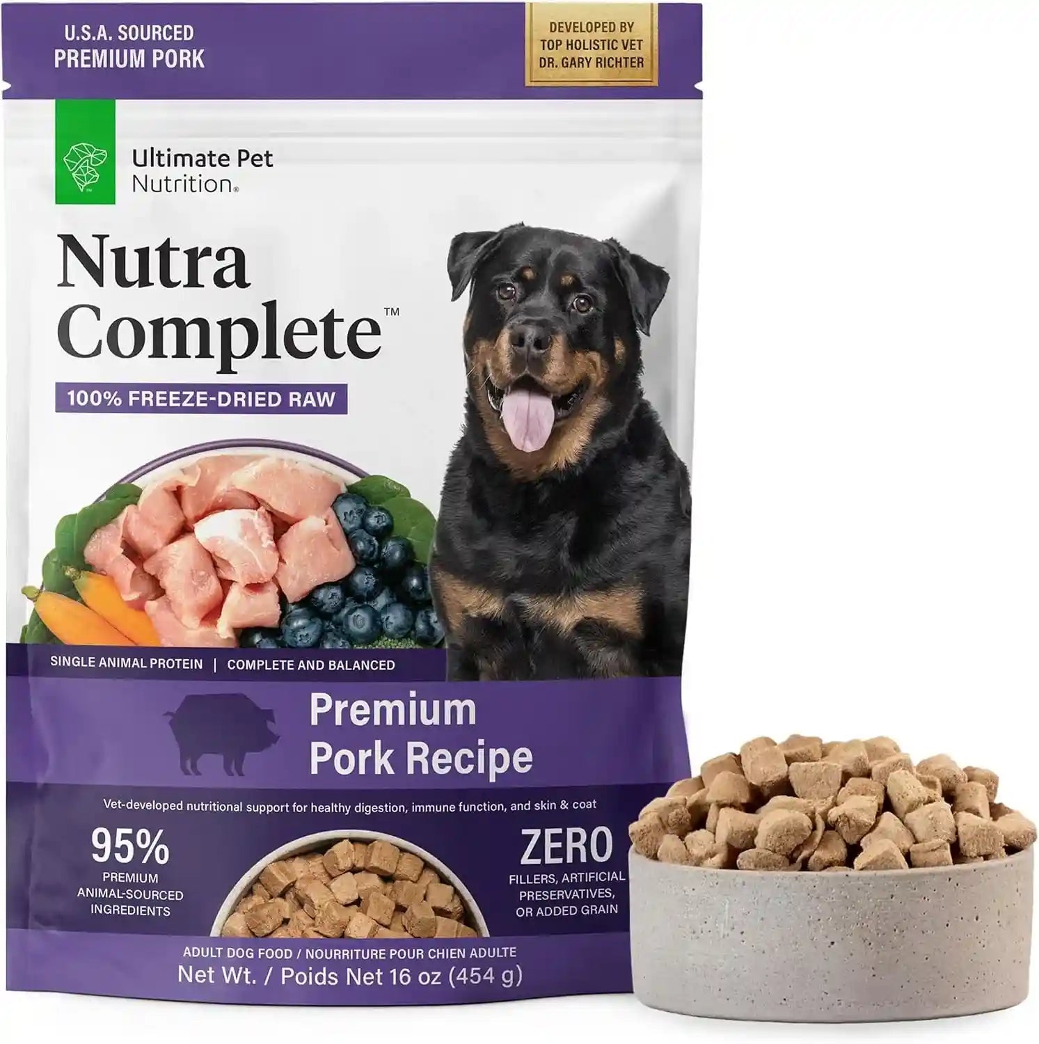 ultimate-pet-nutrition-nutra-complete-100-freeze-dried-raw-veterinarian-formulated-dog-food-with-antioxidants-prebiotics-and-amino-acids-1-pound-beef